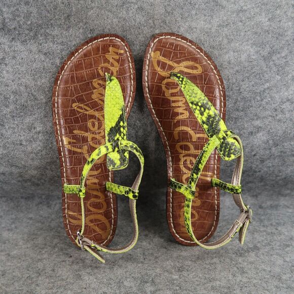 Sam Edelman Shoe Women 5.5 Sandal Fashion Snake Print Neon Gigi Flat Ankle Strap - Picture 6 of 12